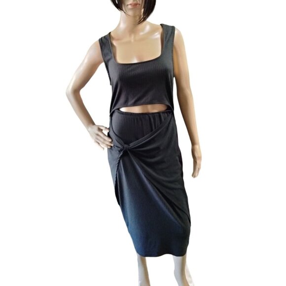 Derek Heart Womens Black Ribbed Cutout Knot Dress Size XL - Picture 2 of 10